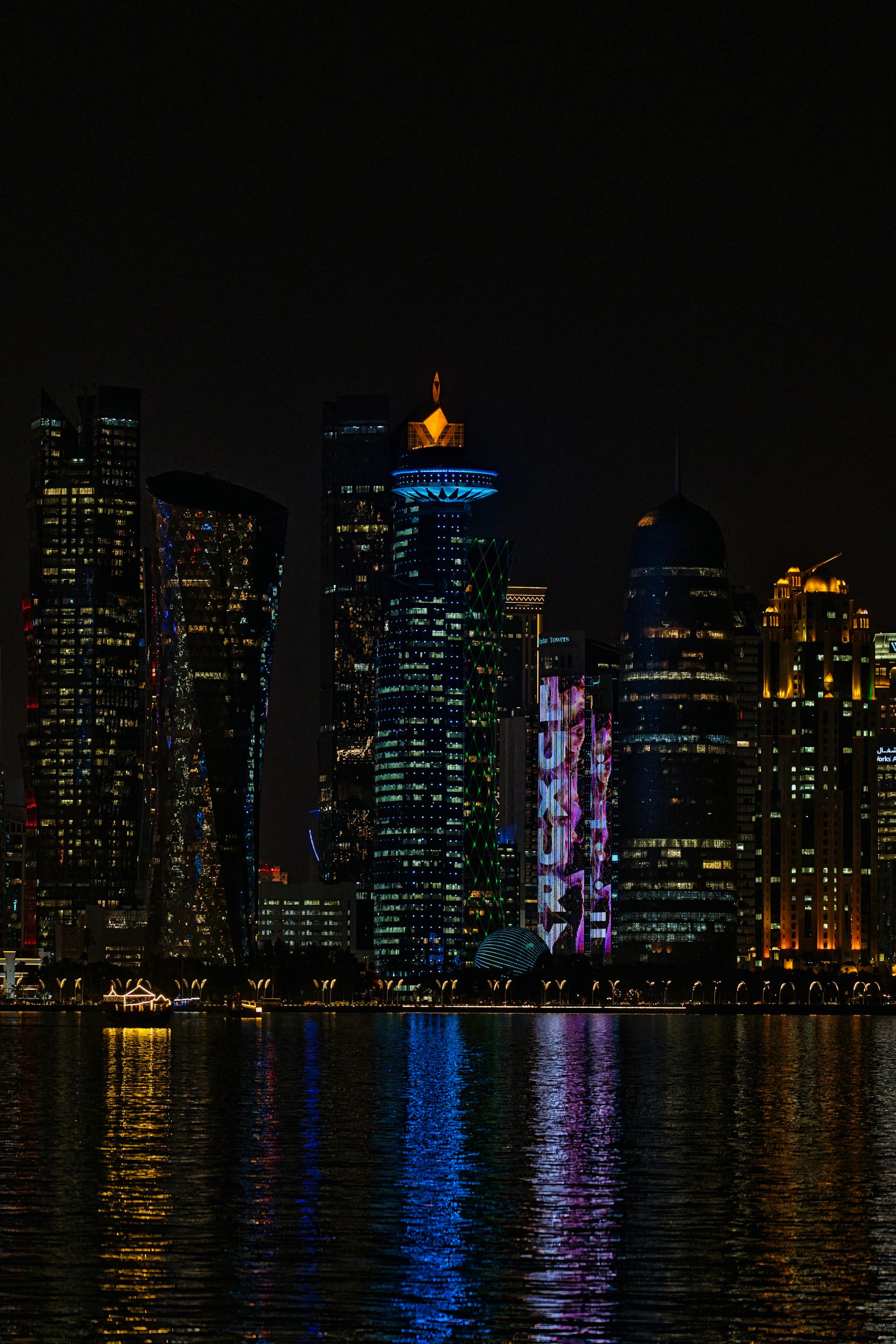 Doha skyline at night